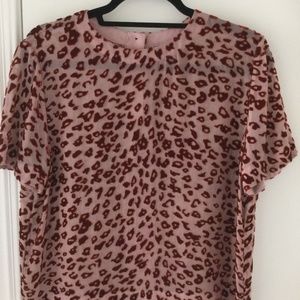 Rag & Bone Red Leopard Gia T-shirt  Top Size SM